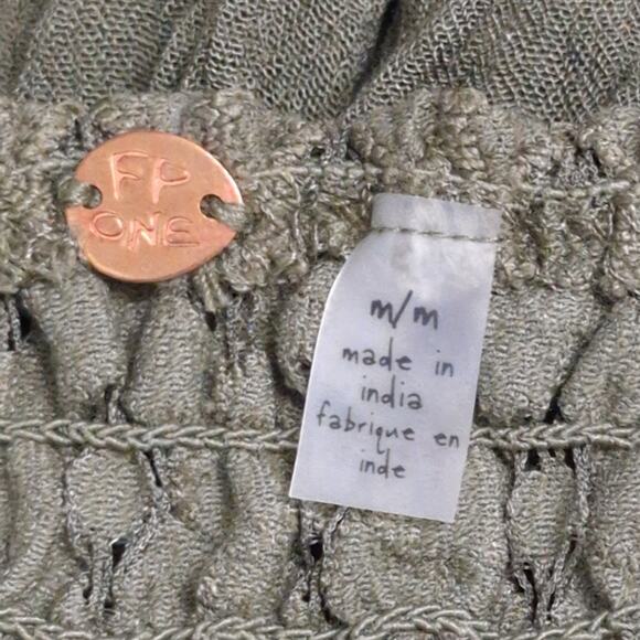 Free People Adella Cami Crochet Lace Flowy Tiered Crisscross Olive Sparrow M New - Picture 6 of 11